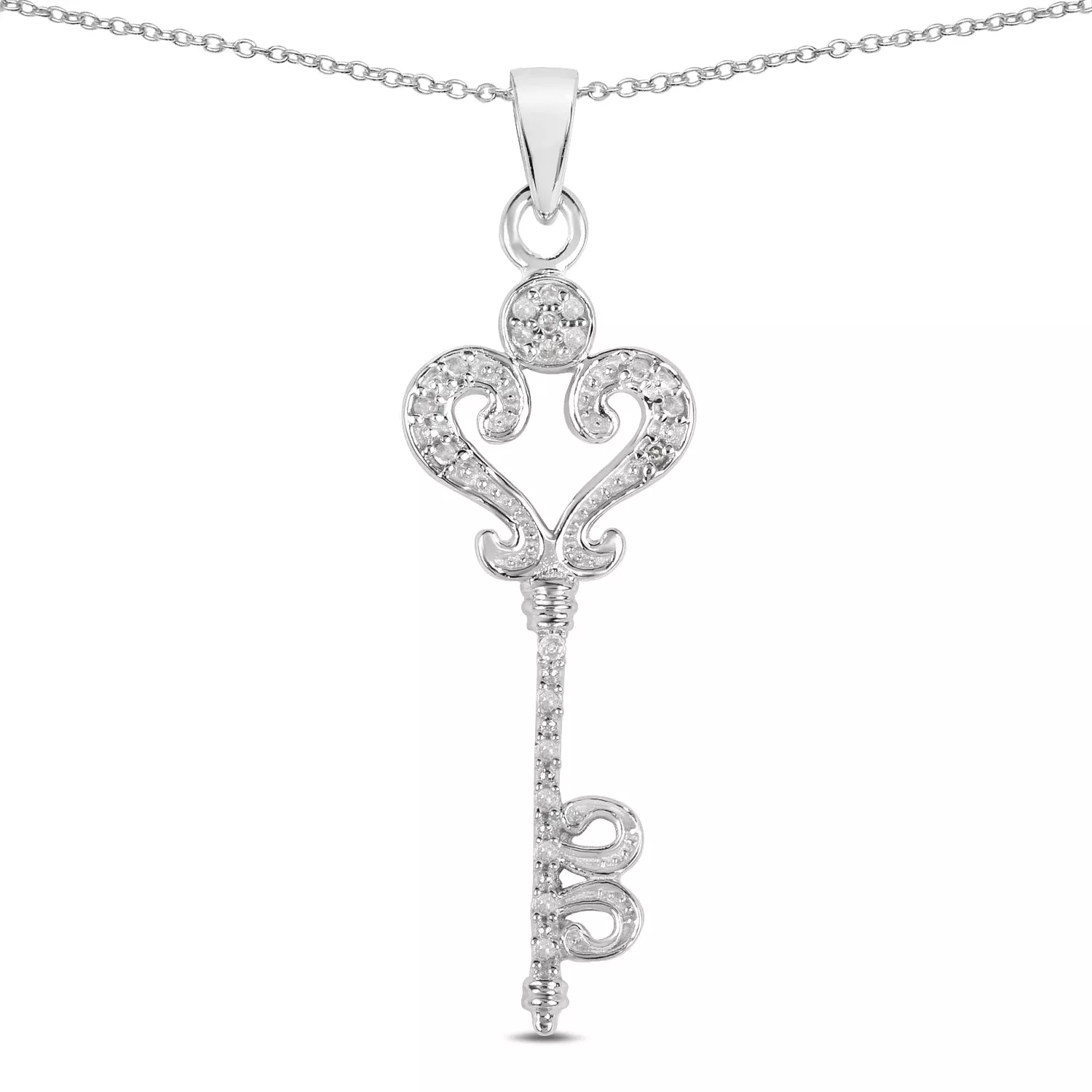 0.10 Carat Genuine White Diamond .925 Sterling Silver Pendant