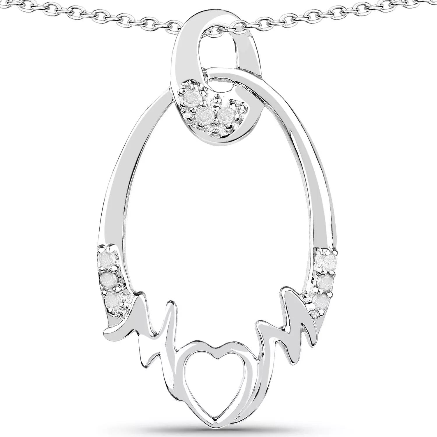 0.14 Carat Genuine White Diamond .925 Sterling Silver Pendant