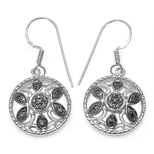 0.18 Carat Genuine Blue Diamond .925 Sterling Silver Earrings