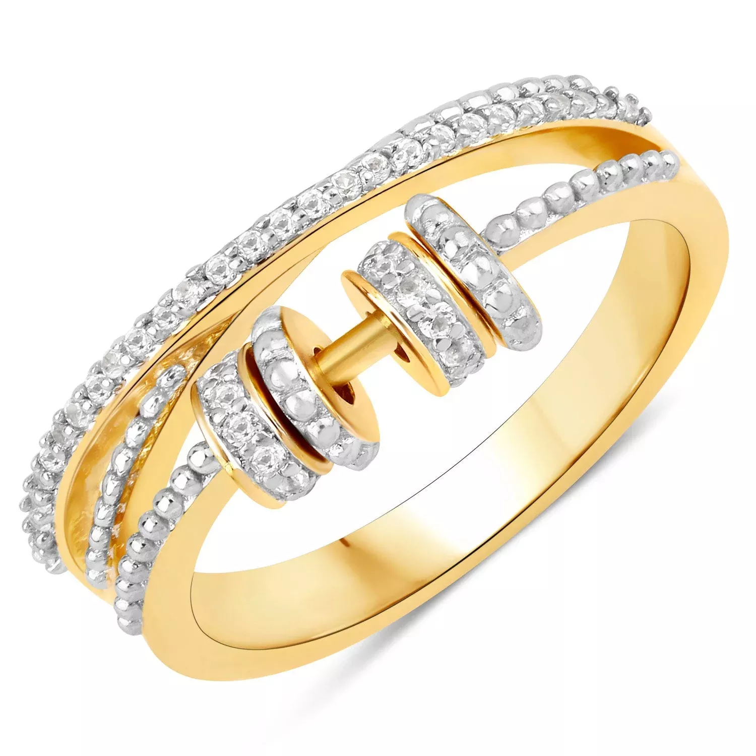 0.20 Carat Genuine White Topaz .925 Sterling Silver Ring