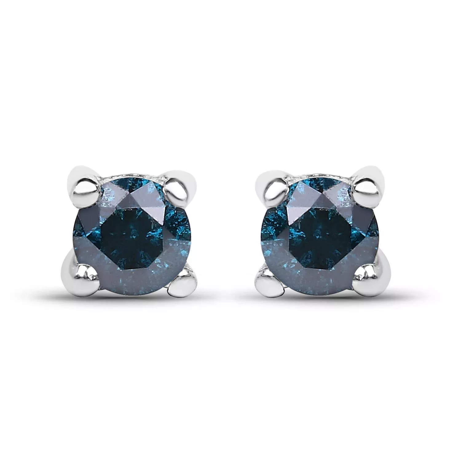 0.21 Carat Genuine Blue Diamond .925 Sterling Silver Earrings