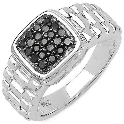 0.22 Carat Genuine Black Diamond .925 Sterling Silver Ring