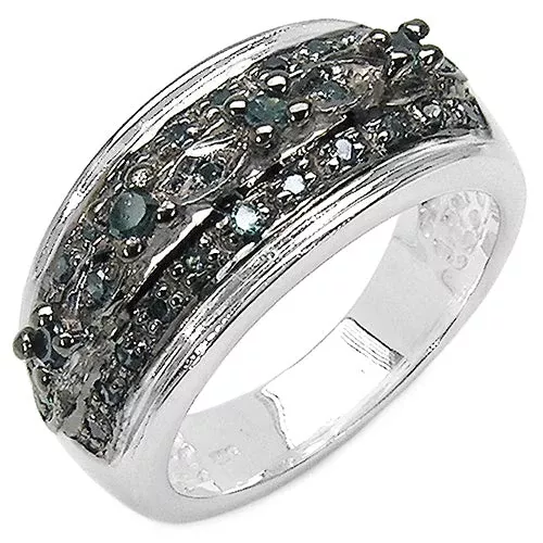 0.27 Carat Genuine Blue Diamond .925 Sterling Silver Ring