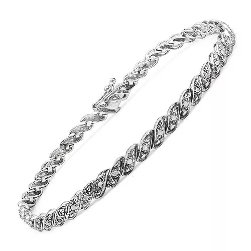 0.27 Carat Genuine White Diamond .925 Sterling Silver Bracelet