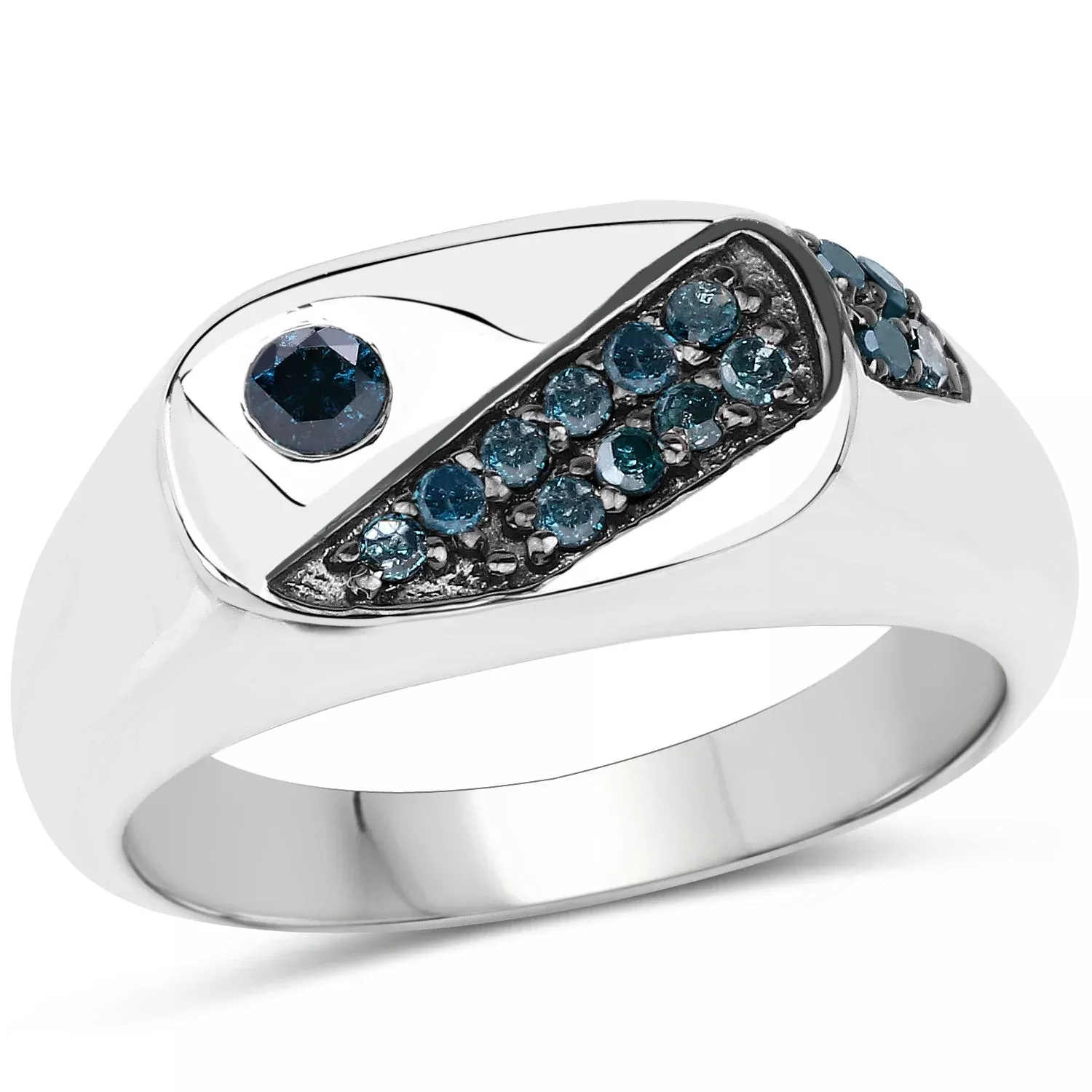 0.31 Carat Genuine Blue Diamond .925 Sterling Silver Ring