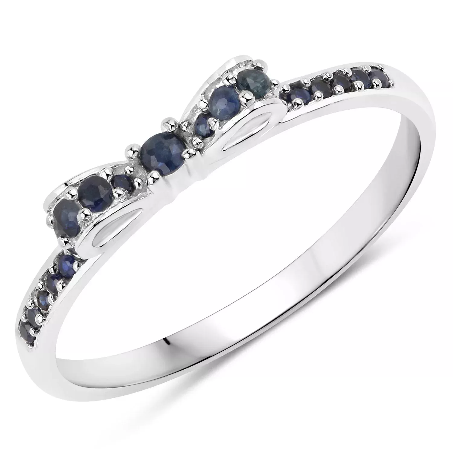 0.31 Carat Genuine Blue Sapphire 14K White Gold Ring