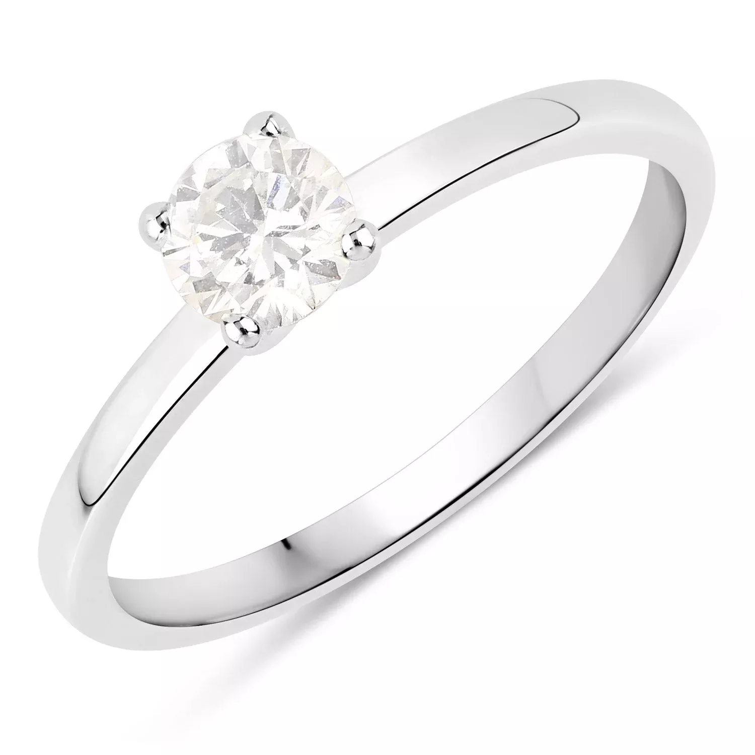 0.40 Carat Genuine White Diamond 14K White Gold Ring
