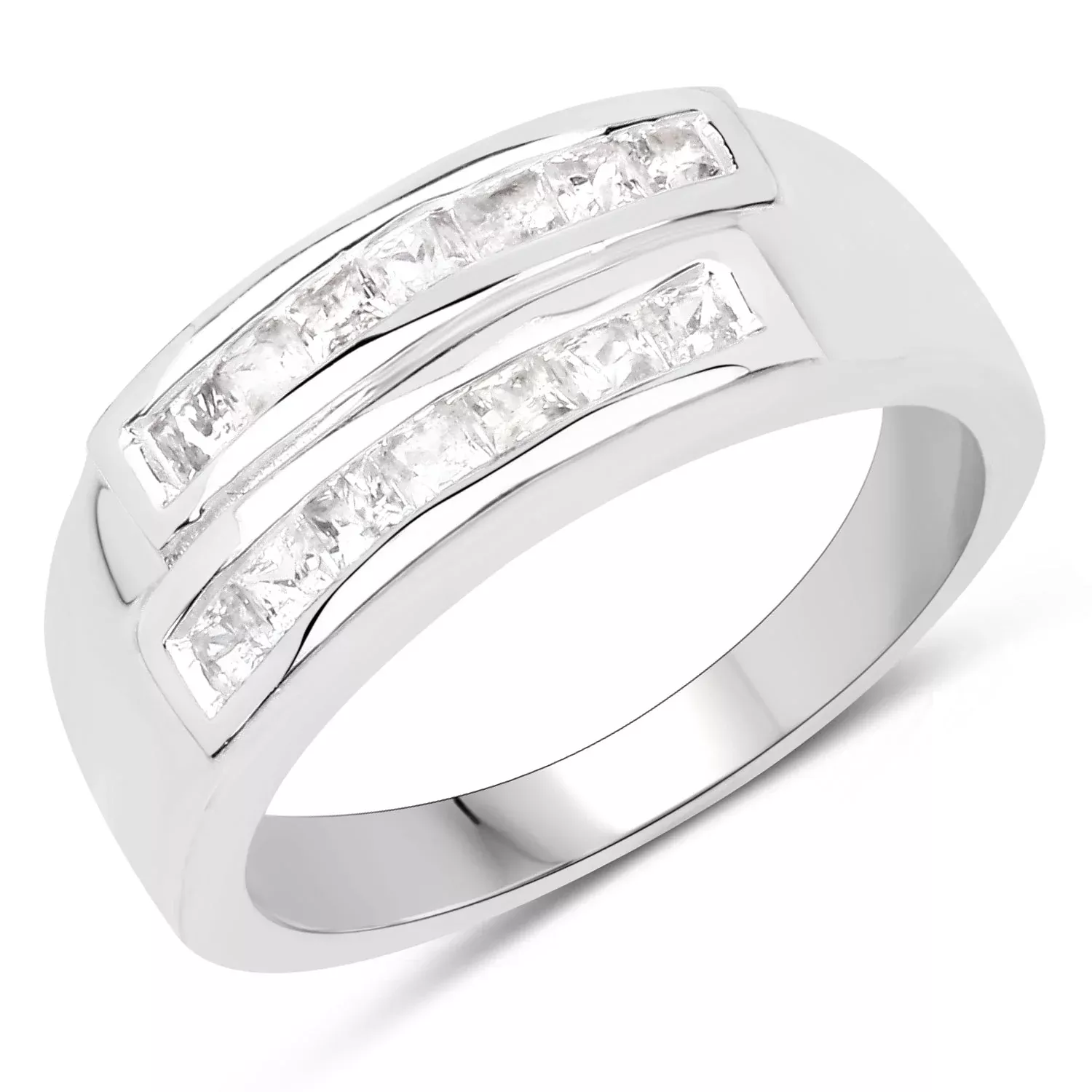 0.70 Carat Genuine White Sapphire .925 Sterling Silver Ring