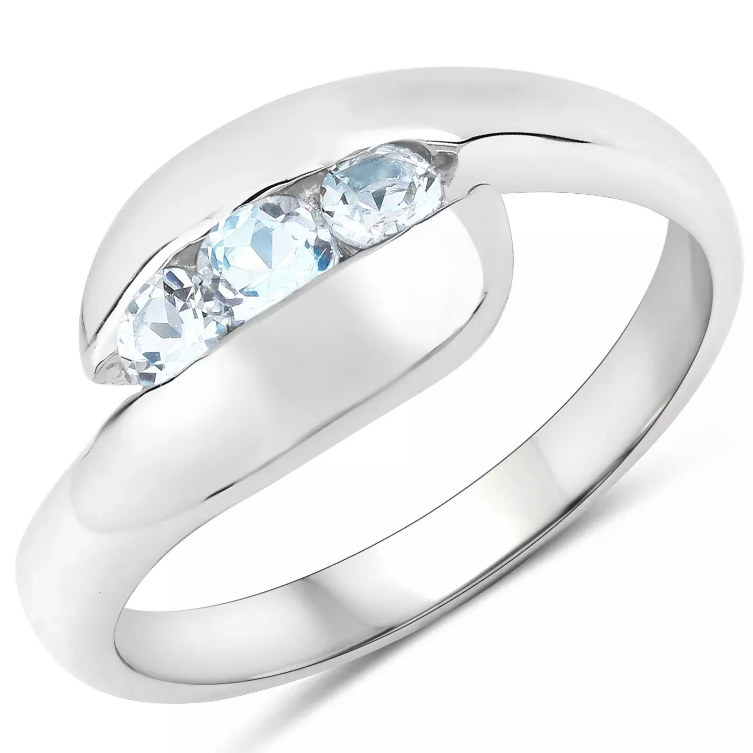 0.74 Carat Genuine Blue Topaz .925 Sterling Silver Ring