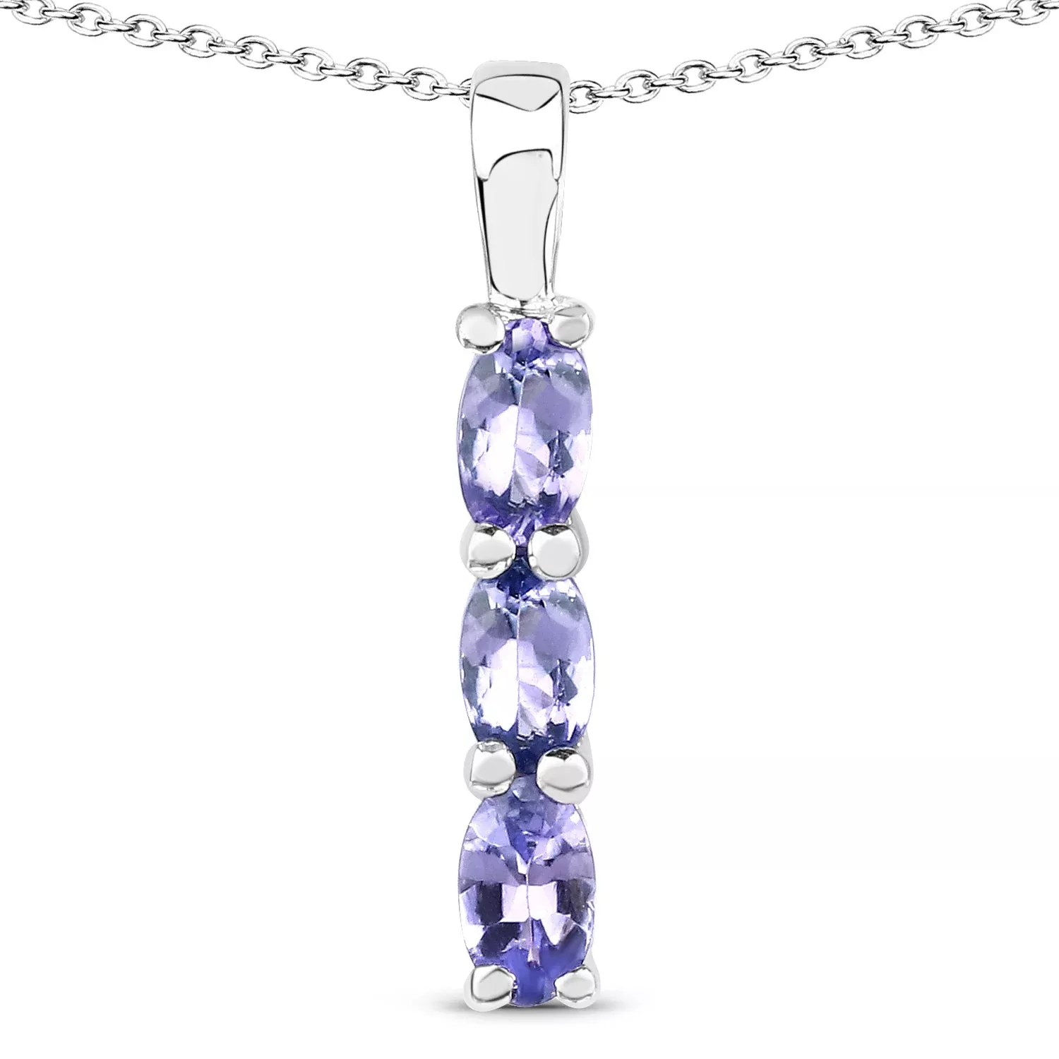 0.75 Carat Genuine Tanzanite .925 Sterling Silver Pendant