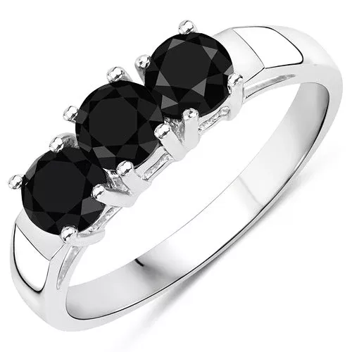 0.99 Carat Genuine Black Diamond .925 Sterling Silver Ring