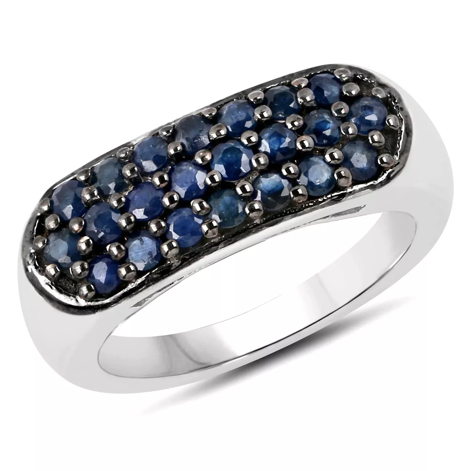0.99 Carat Genuine Blue Sapphire .925 Sterling Silver Ring