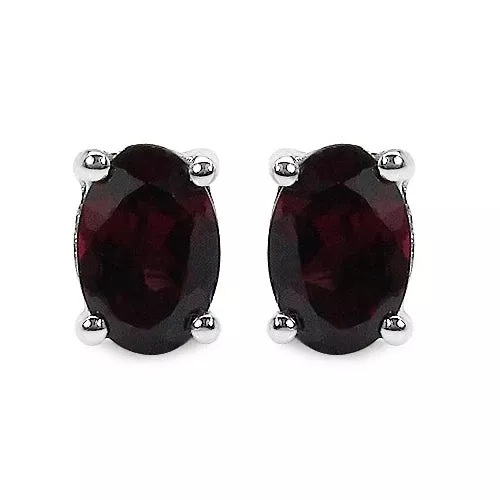 1.00 Carat Genuine Rhodolite .925 Sterling Silver Earrings
