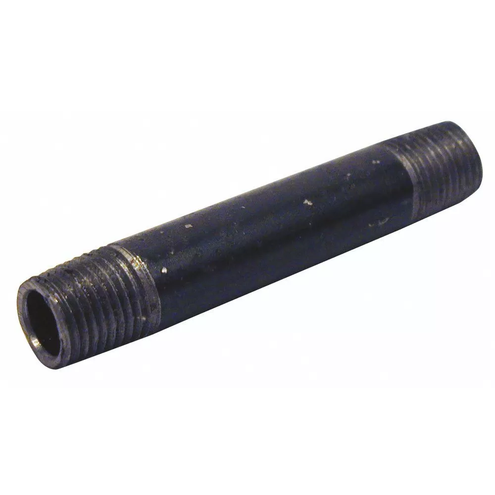 1 In. X 8 In. Black Steel Nipple - Durable Pipe Fitting For Plumbing Projects