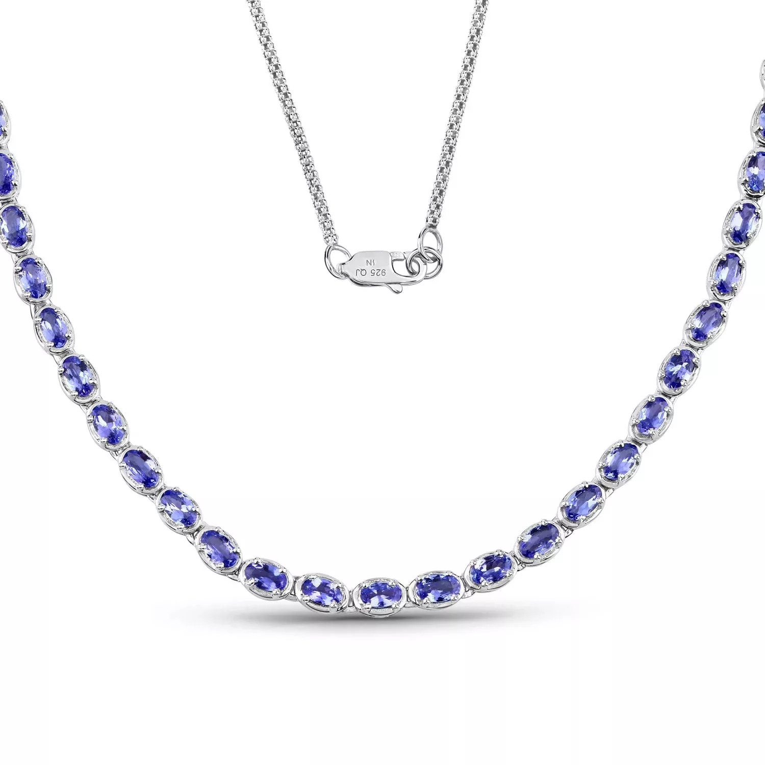10.00 Carat Genuine Tanzanite .925 Sterling Silver Necklace