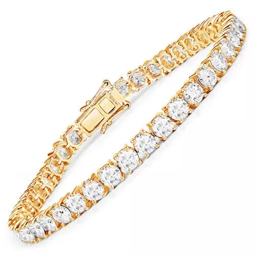 10.00 Carat Lab Grown Diamond 14K Yellow Gold Bracelet