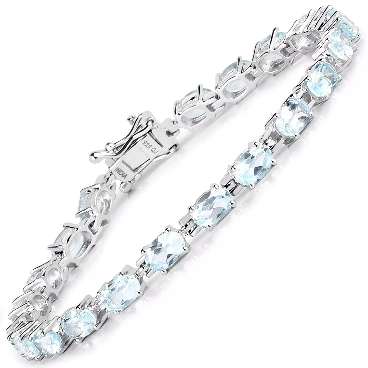 10.71 Carat Genuine Blue Topaz .925 Sterling Silver Bracelet