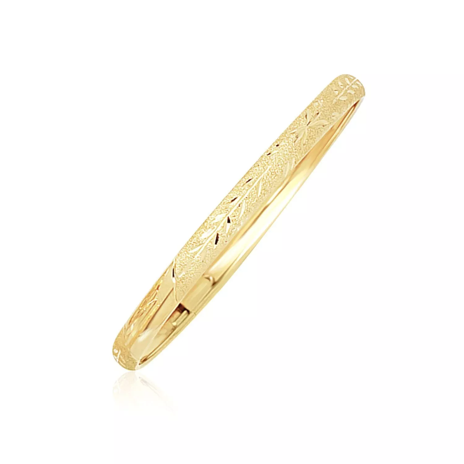 10k Yellow Gold Dome Childrens Diamond Cut Florentine Bangle