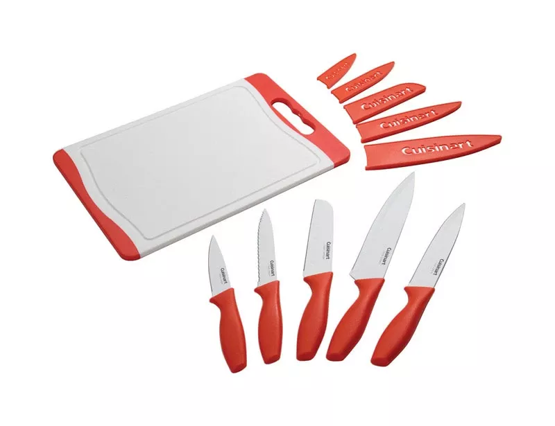 11 Piece Stainless Steel Knife Set With Blade Guards And Cutting Board