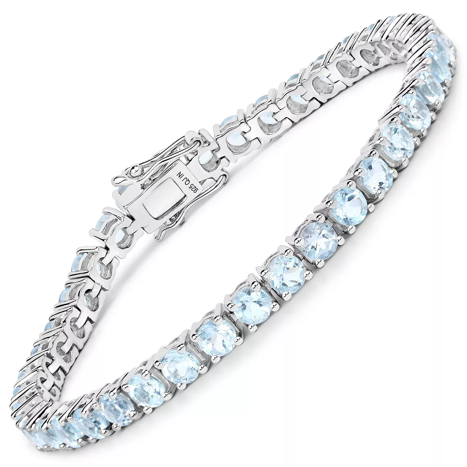 12.48 Carat Genuine Blue Topaz .925 Sterling Silver Bracelet