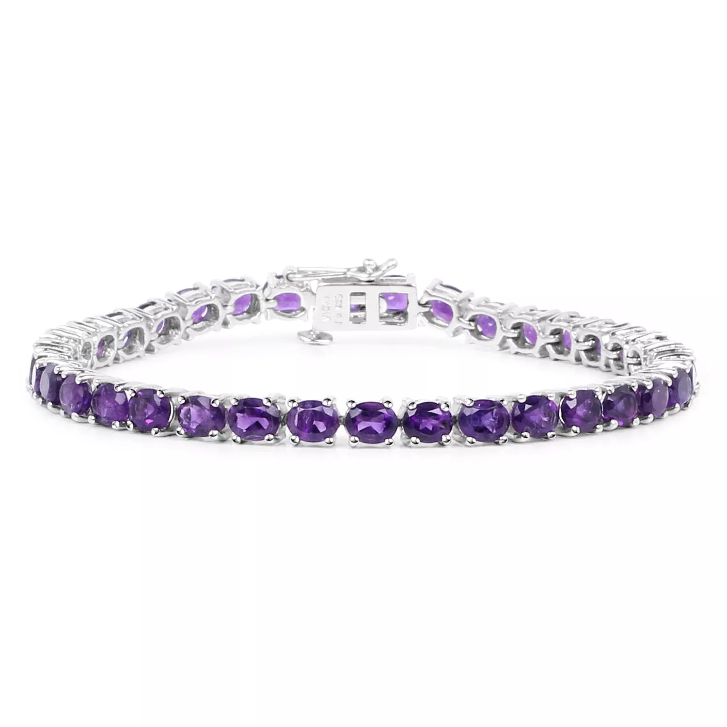 12.58 Carat Genuine Amethyst .925 Sterling Silver Bracelet
