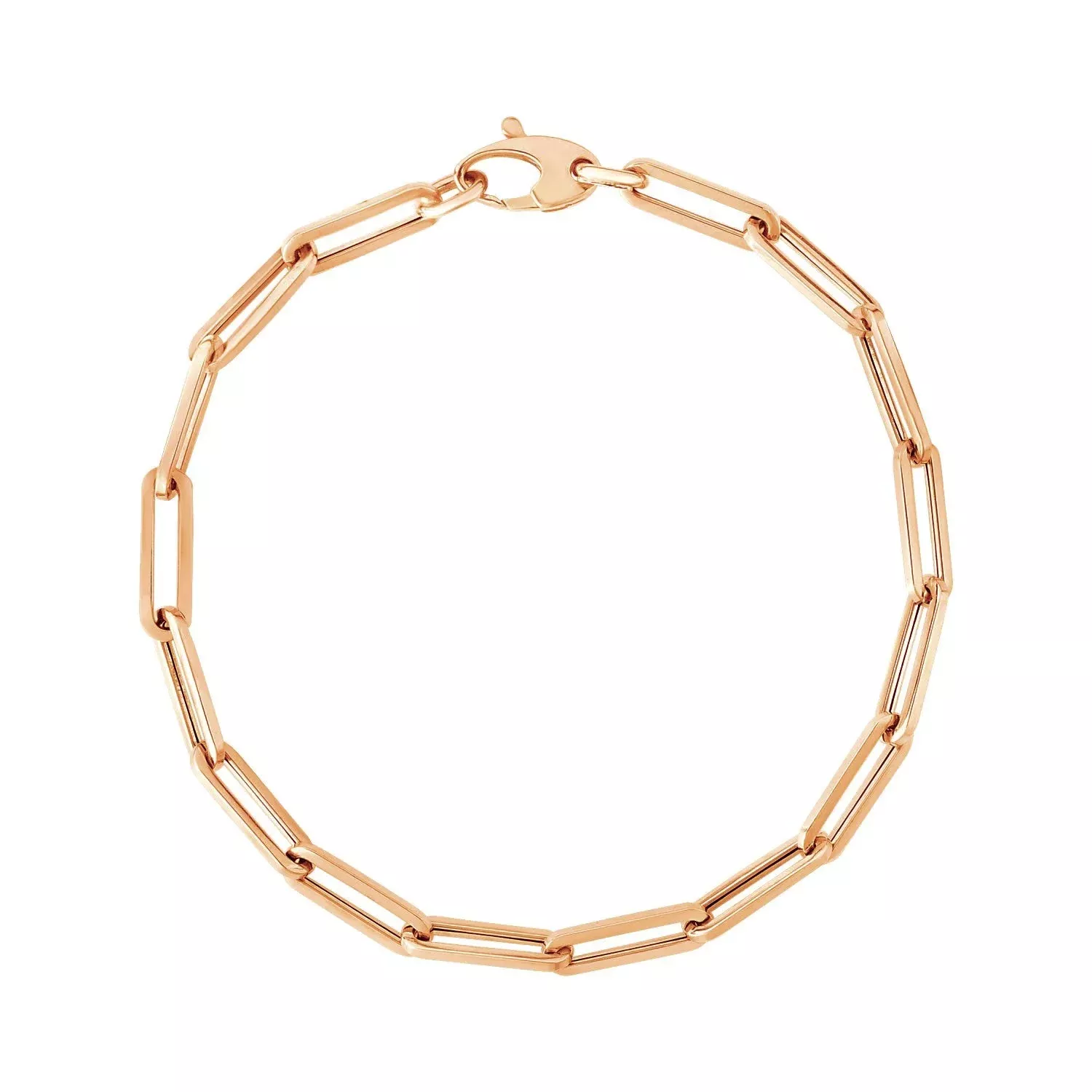 14K Rose Gold Bold Paperclip Chain Bracelet