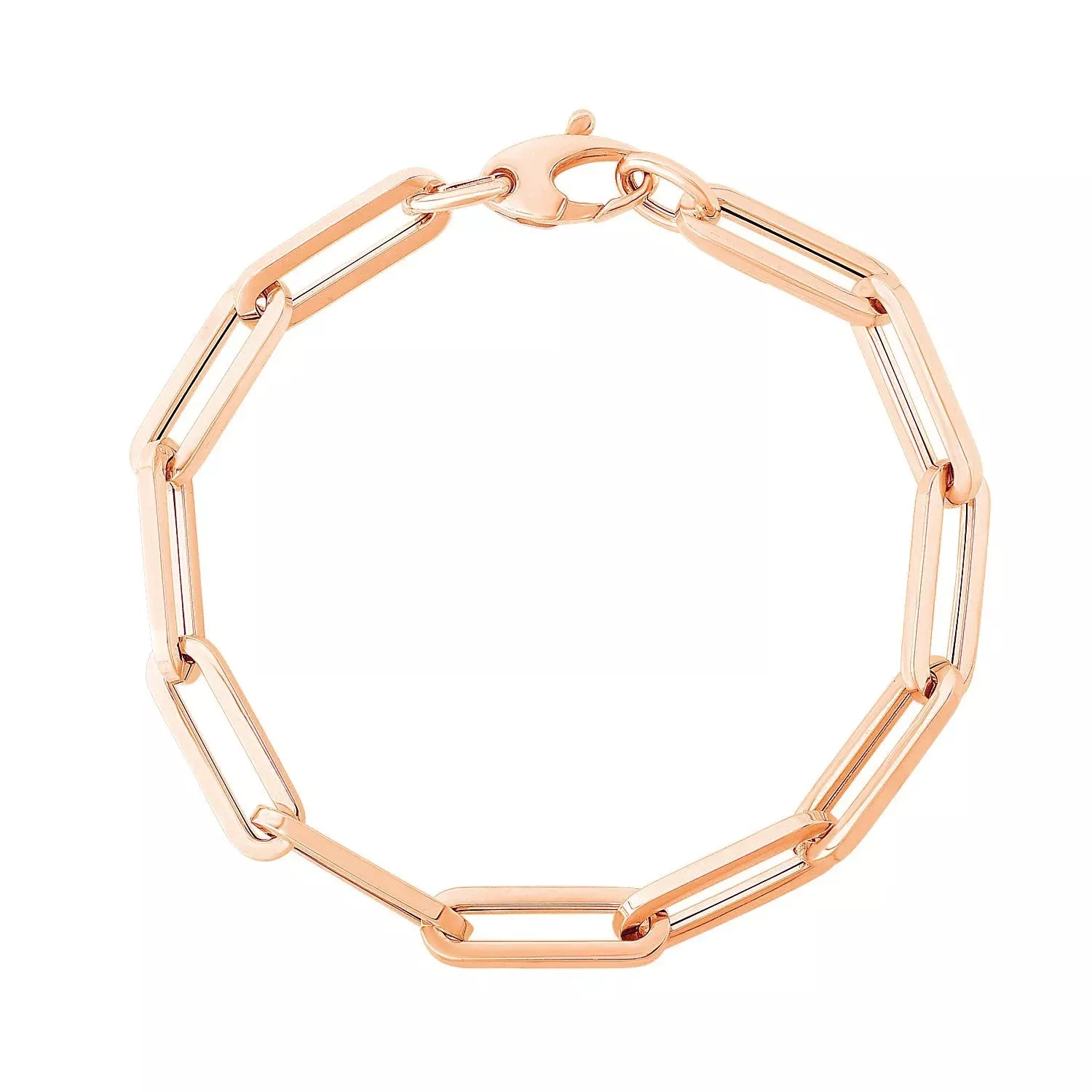 14K Rose Gold Extra Wide Paperclip Chain Bracelet