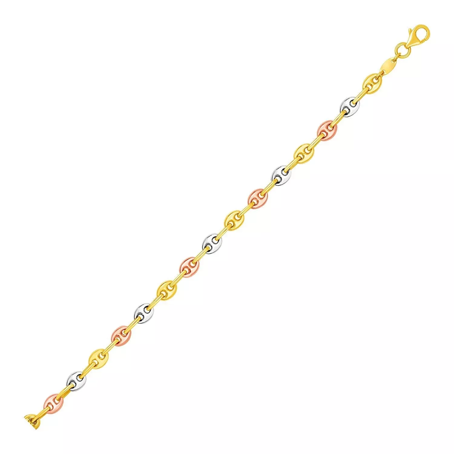 14k Tri Color Gold Mariner Link Anklet