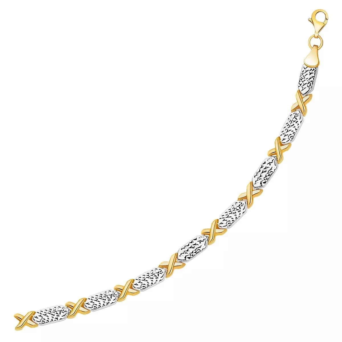 14k Two-Tone Gold Fancy X Line Bracelet