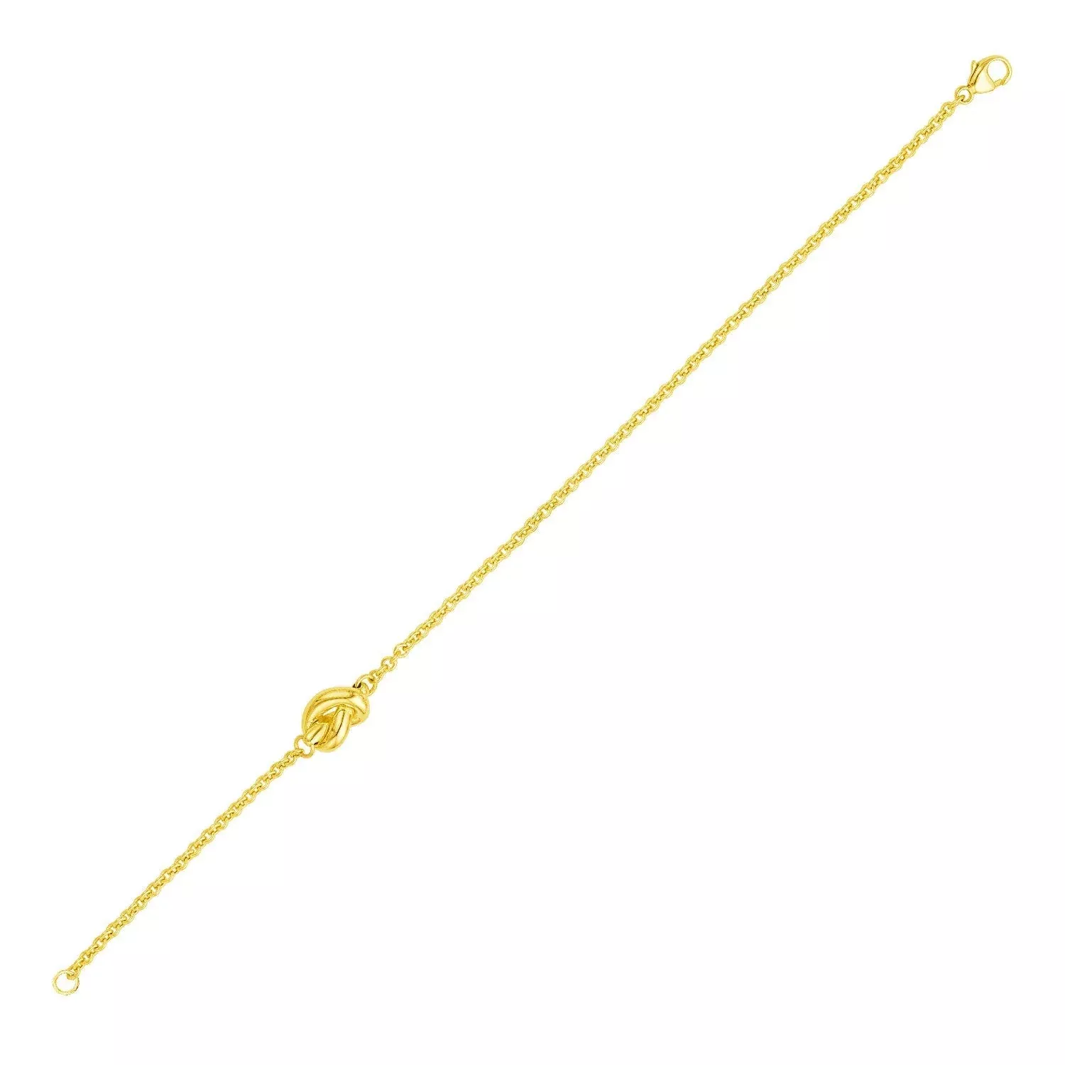 14k Yellow Gold Chain Bracelet with Polished Knot