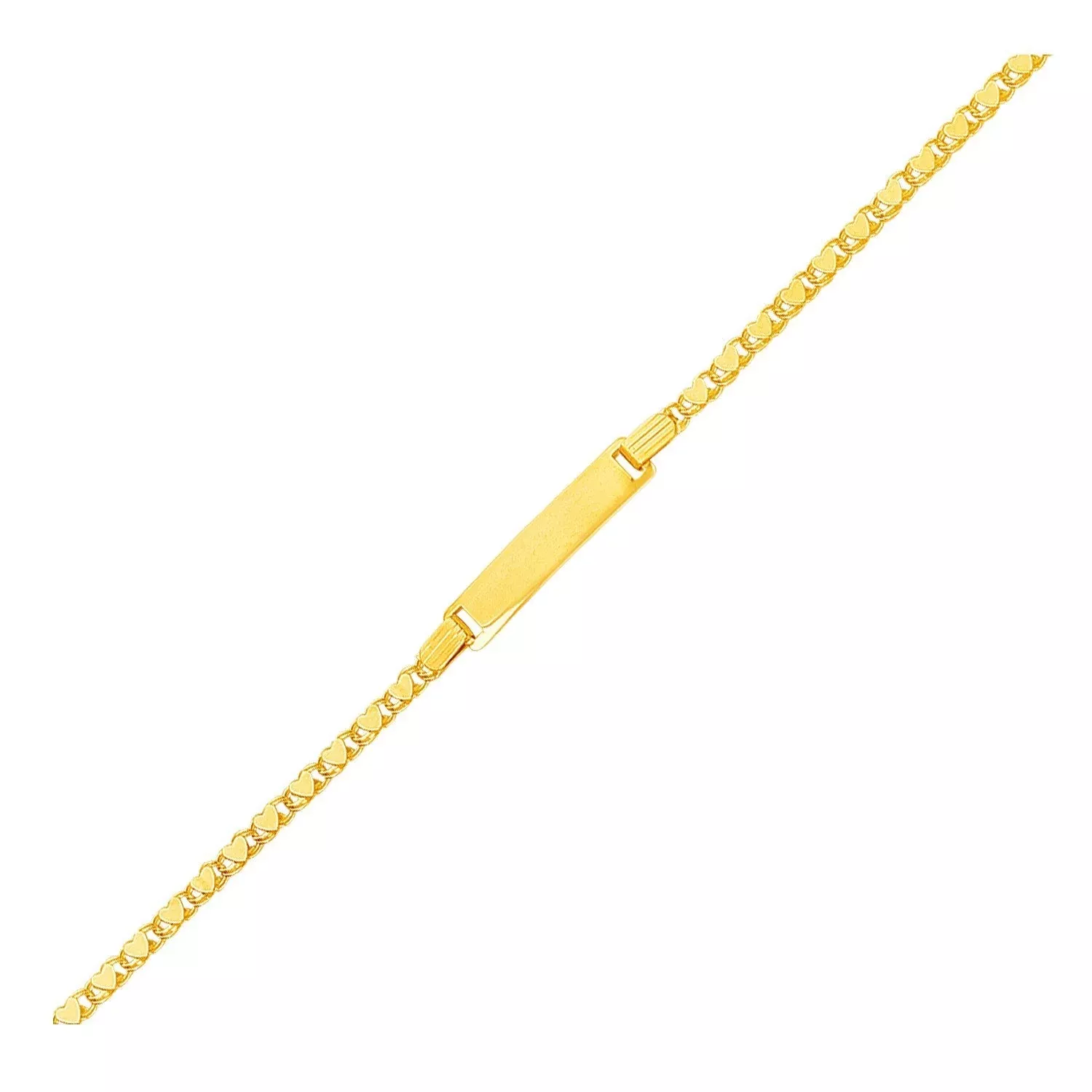 14k Yellow Gold Childrens Heart Link ID Bracelet
