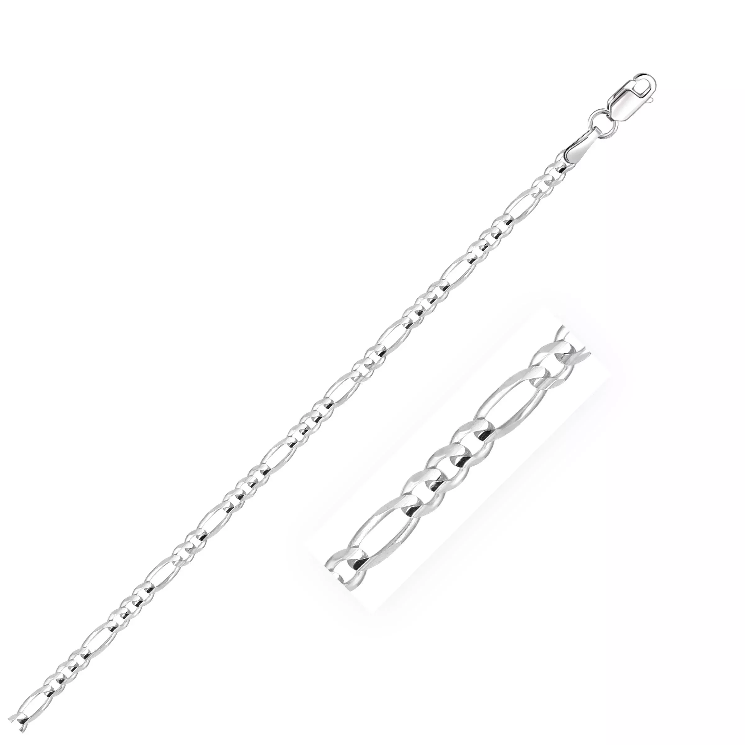2.6mm 14k White Gold Figaro Anklet