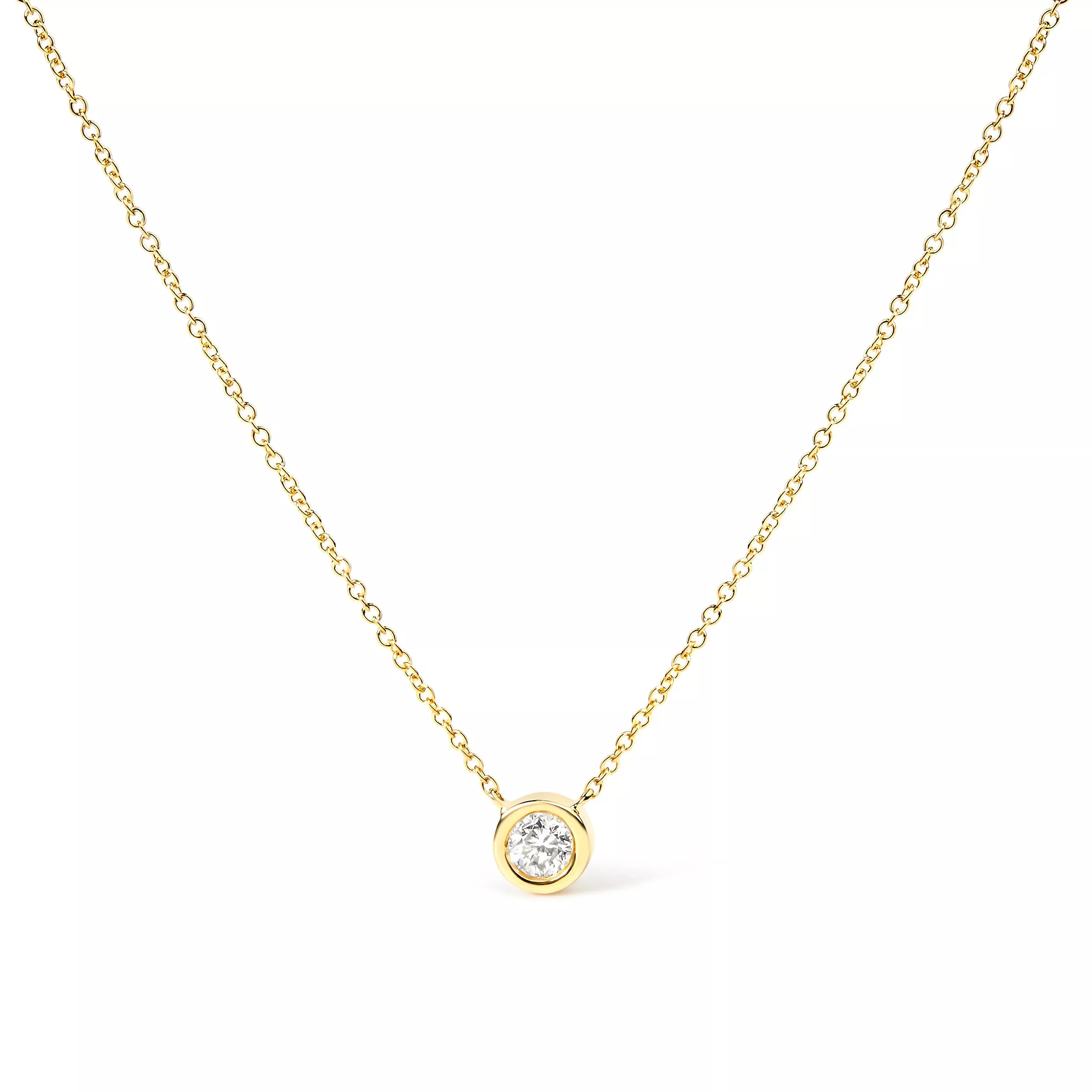 2 Micron 14K Rose Gold Plated Sterling Silver Bezel-Set Diamond Solitaire Pendant Necklace (1/3 cttw, H-I Color, I1-I2 Clarity)