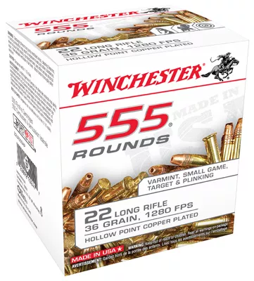 .22 Long Rifle 36 Grain Hollow Point Ammunition - 555 Rounds
