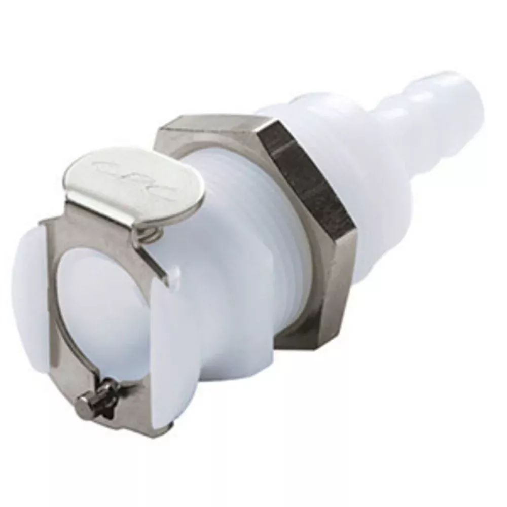 28000 NSF Non-Valved Panel Mount Hose Barb Coupling Body 1/4 ID Barb