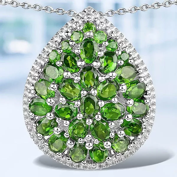 4.65 Carat Genuine Chrome Diopside .925 Sterling Silver Pendant