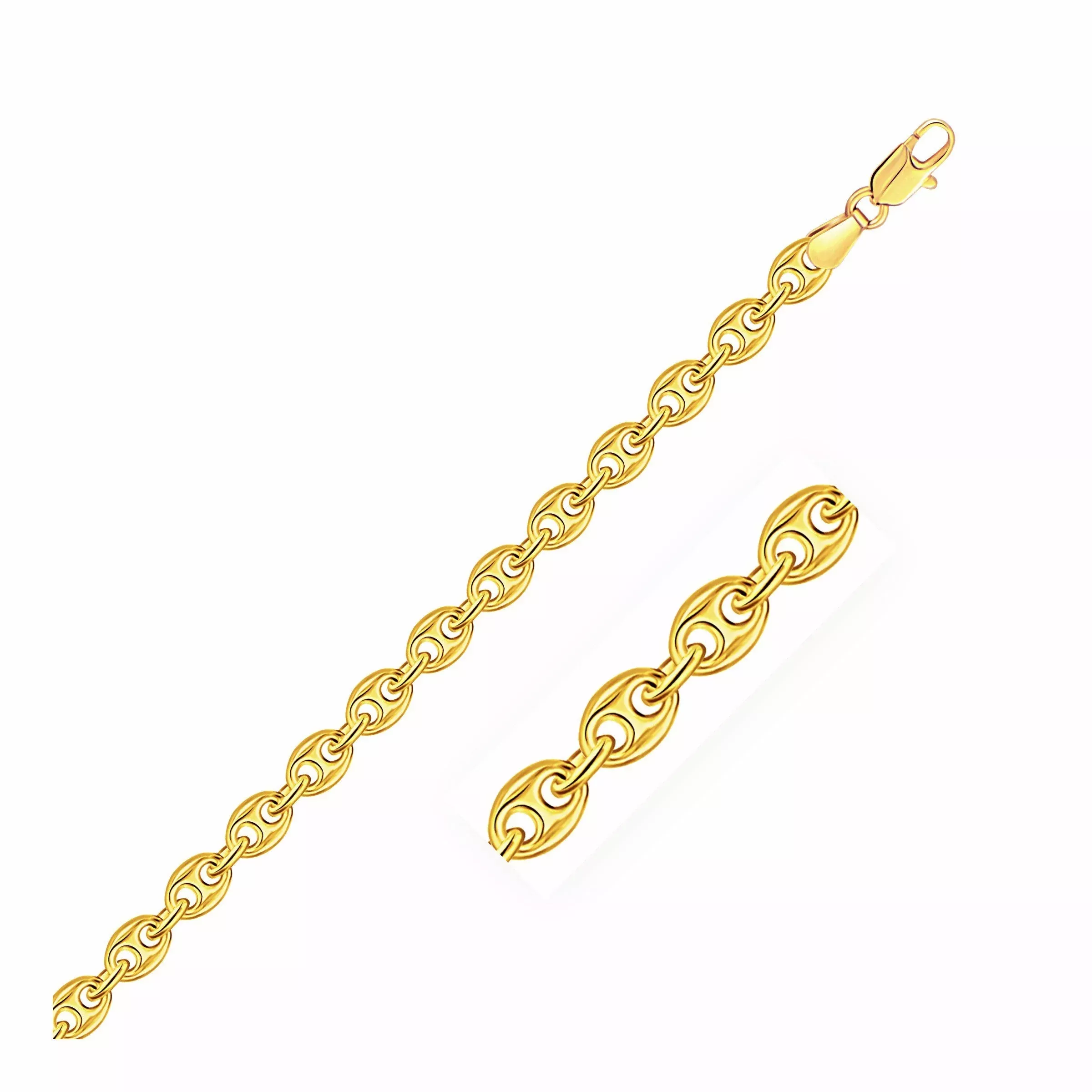 4.7mm 14k Yellow Gold Puffed Mariner Anklet