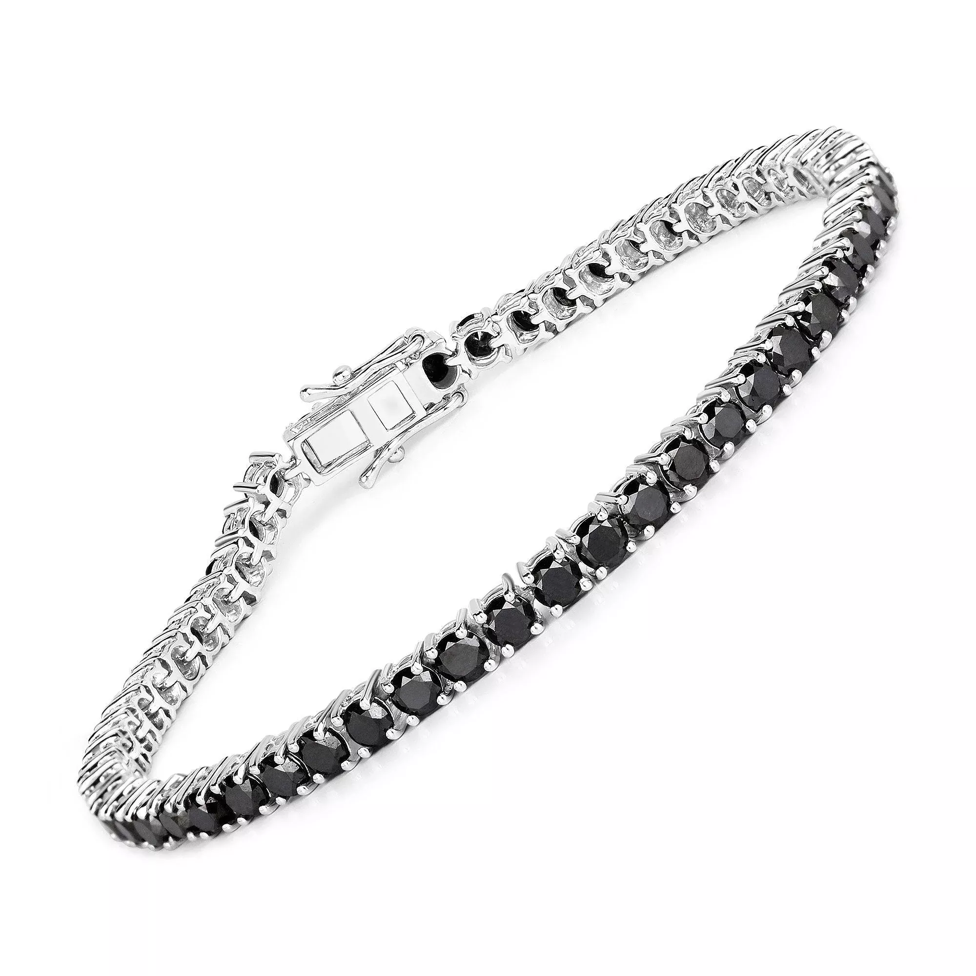 5.40 Carat Genuine Black Diamond .925 Sterling Silver Bracelet