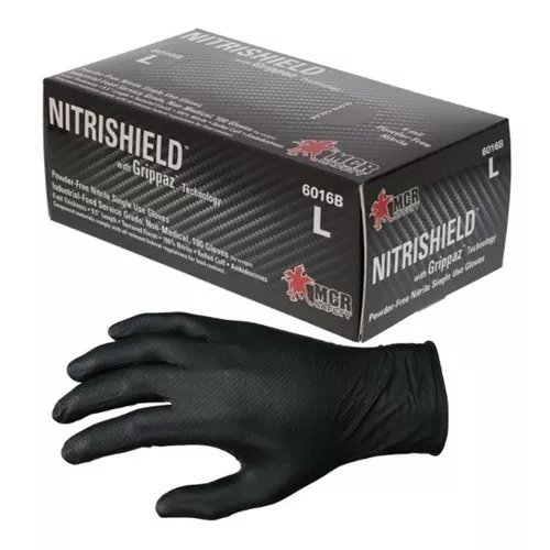 6016BL - Black 6 mil NutriShield with Grappaz Powder Free Disposable Glove