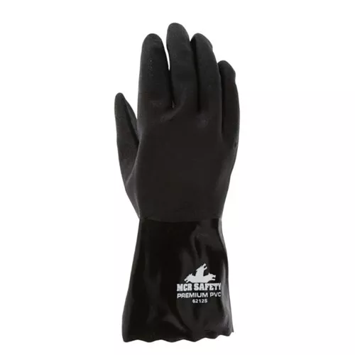 6212S - Premium PVC Coated Work Gloves Double Dipped with Sandy Black PVC Soft Interlock Lining 12 Inch Length