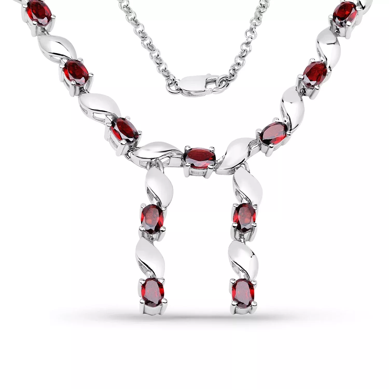 7.65 Carat Genuine Garnet .925 Sterling Silver Necklace