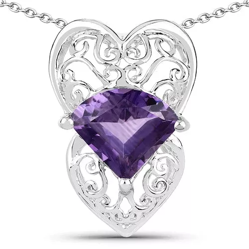 7.80 Carat Genuine Amethyst .925 Sterling Silver Pendant