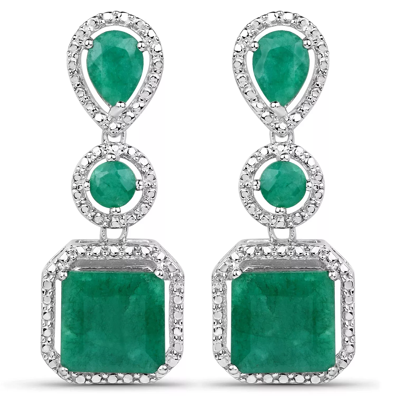 7.85 Carat Dyed Emerald .925 Sterling Silver Earrings