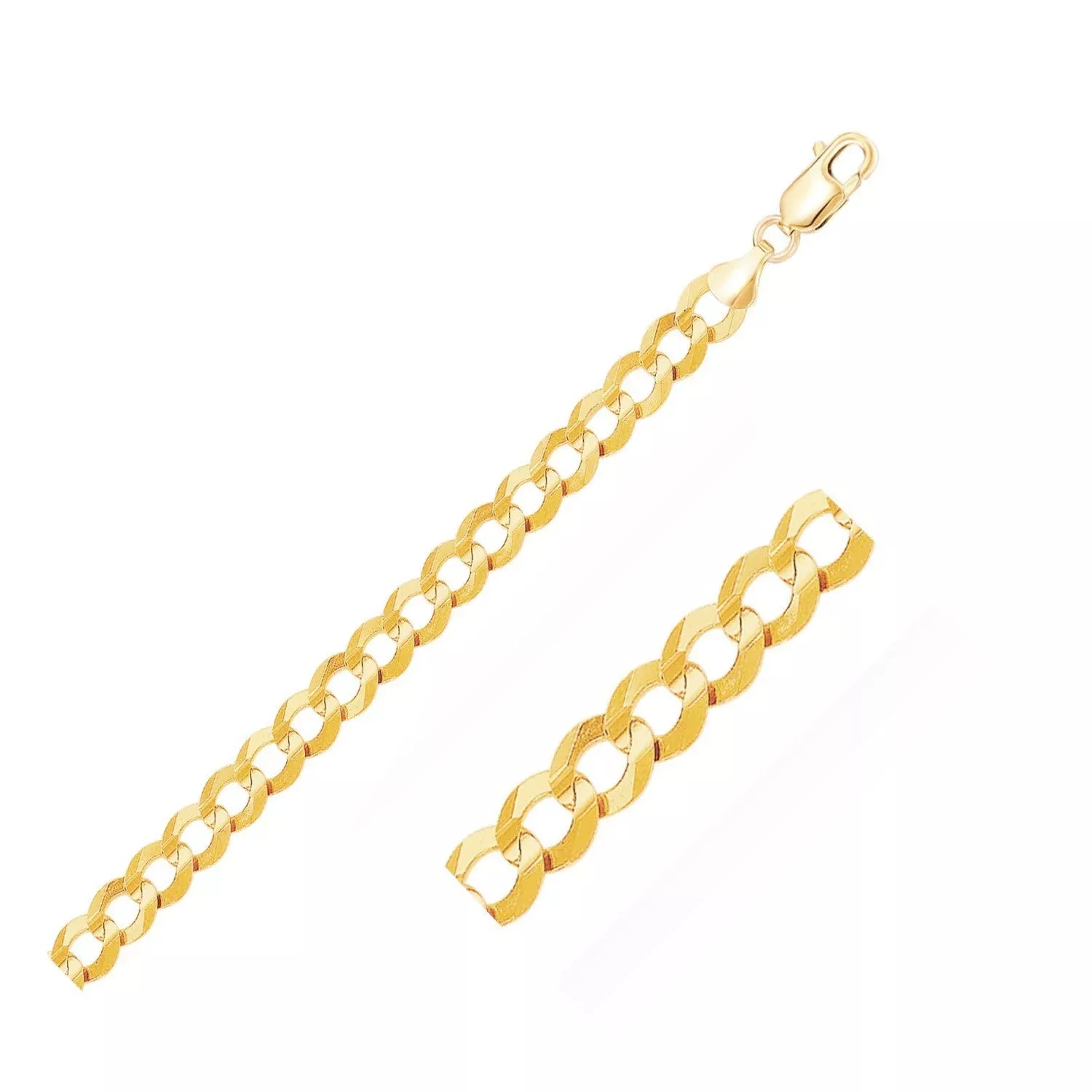 8.2mm 14k Yellow Gold Solid Curb Bracelet