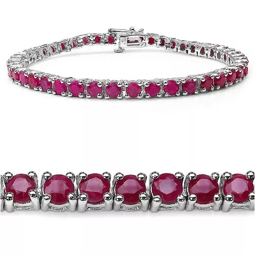 8.80 Carat Genuine Ruby .925 Sterling Silver Bracelet