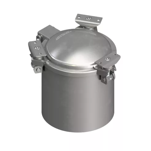 8370LCE-6 - 10" Ss Full Open Fill Lid W/ 3 Hold Dwns