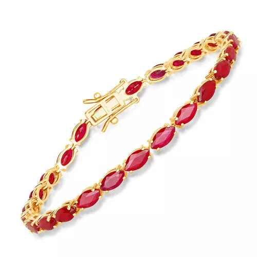 9.50 Carat Genuine Ruby 14K Yellow Gold Bracelet