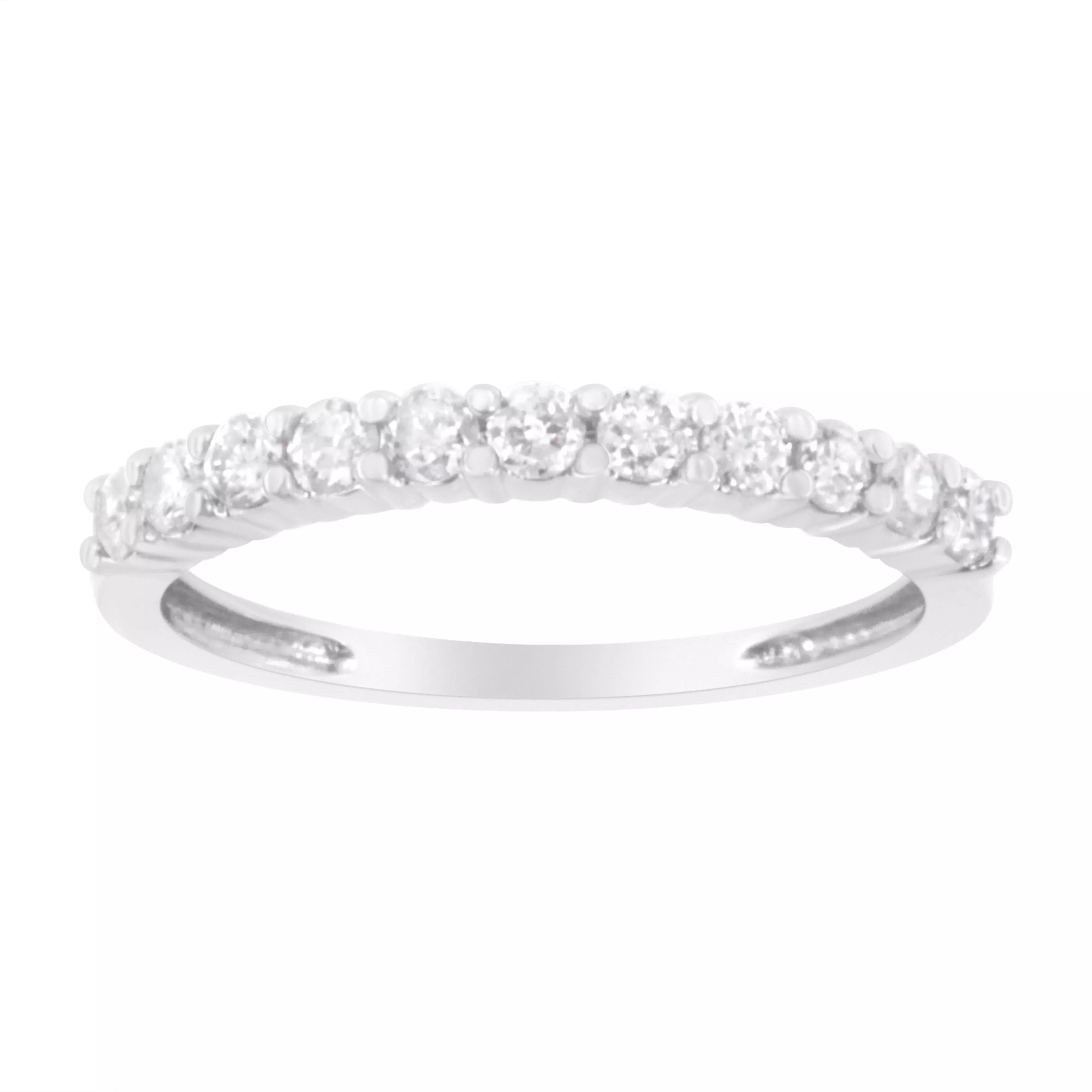 .925 Sterling Silver 1/2 cttw Shared Prong-Set Brilliant Round-Cut Diamond 11 Stone Band Ring (I-J Color, SI2-I1 Clarity) - Size 7