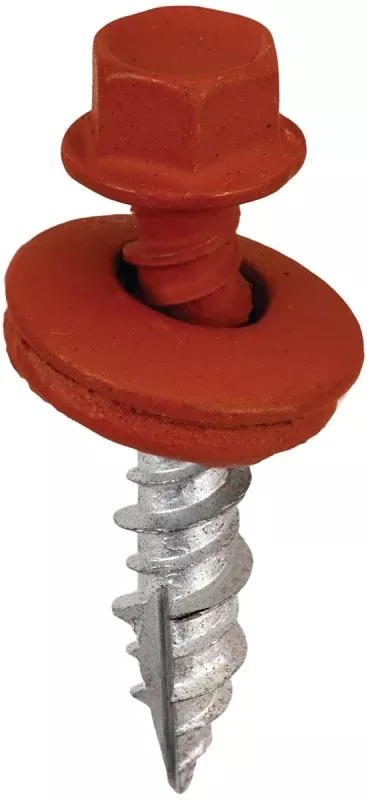 Acorn SW-MW1BR250 Screw, High-Low, Twin Lead Thread, Hex Drive, Self-Tapping, Type 17 Point, Barn Red