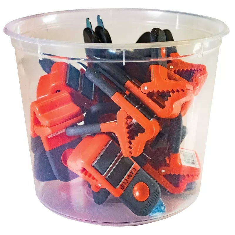 ALLWAY CCL15 2-in-1 Can Clip Bucket, Plastic, Clear, Pack of 15